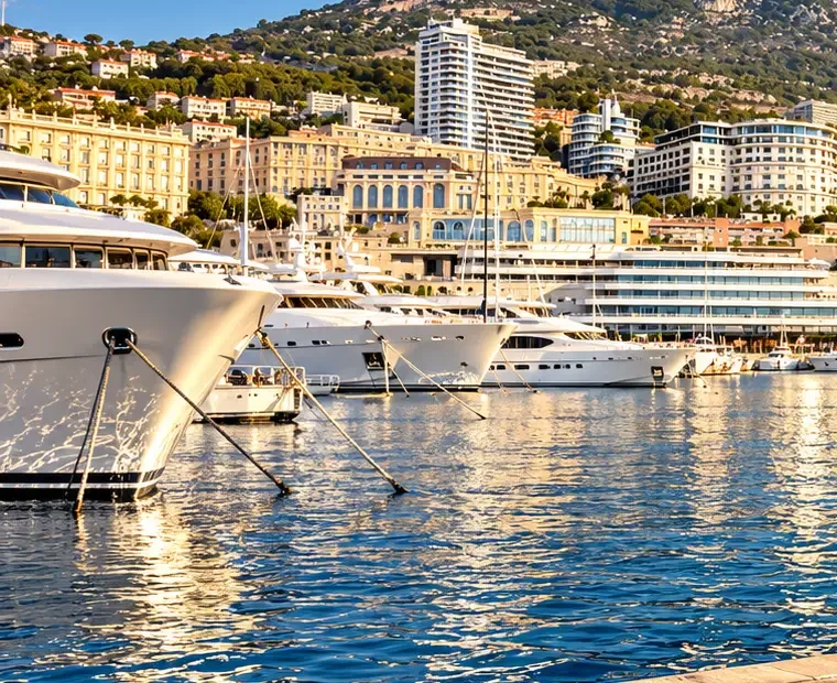 Yachts moored in the harbour of Monaco